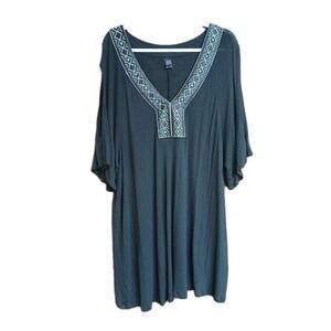 A.N.A Plus Size 3X Short-Sleeve Beaded Cafcan Swim Suit Cover-Up  B/P Z